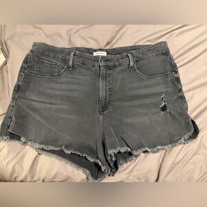 Good American Charcoal Black Denim Shorts, size 18